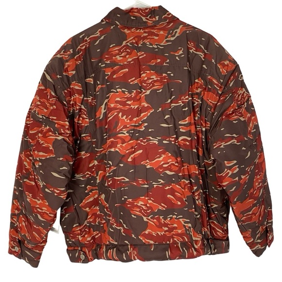 Good American Trucker Puffer Jacket Desert Camo Womens XL Red Tan Camouflage - Picture 2 of 12